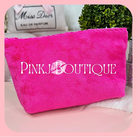 ππ{Barbie} Stylish Bright Pink {Velvet} Signature Essential Case | Makeup Bag! - Picture 3 of 6